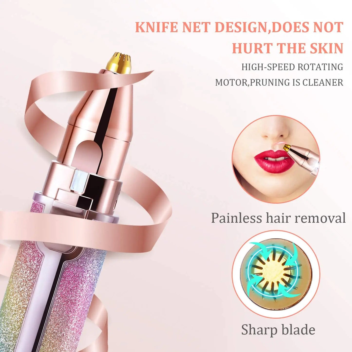 Portable 2 in 1 Electric Epilator Eyebrow Trimmer