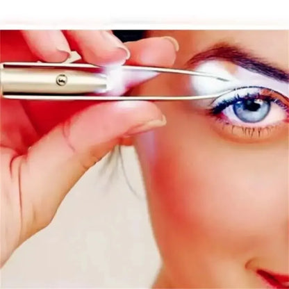 1 pc Portable Stainless Steel Tweezer With LED Light