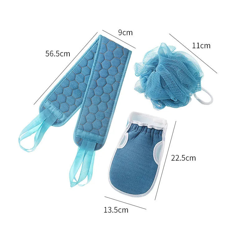 3Pcs Body Cleaning Soft Brush Bathroom Shower Scrubber Set